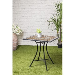 Galileo Τετράγωνο εξωτερικό τραπέζι 83x83x75 cm από σίδερο με κεραμ...
