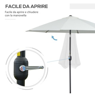 Outsunny Στρογγυλή Ομπρέλα Κήπου με Μανιβέλα και Κλίση σε 3 Επίπεδα...