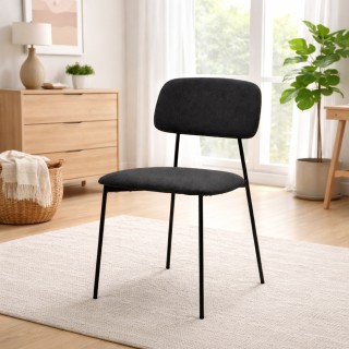 BAKAJI Σετ 4 Μαύρες Καρέκλες Παρίσι με Ύφασμα, Μεταλλική Δομή και Ε...