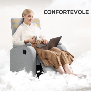 HOMCOM  Χειροκίνητα Ανακλινόμενη Πολυθρόνα στις 60° με Επιπλέον Επέ...