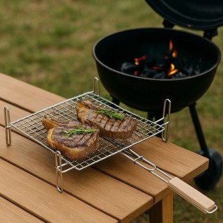 Galileo Χρωμιωμένη ατσάλινη σχάρα 27x37 cm με ξύλινη λαβή BestBQ 21...