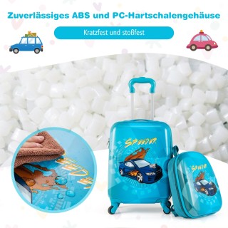 Costway Σετ Παιδικές Βαλίτσες με Ρόδες, Μπλε Αυτοκίνητο, 16 Χειραπο... Costway Σετ Παιδικές Βαλίτσες με Ρόδες, Μπλε Αυτοκίνητο, 16 Χειραπο...
