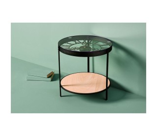 Ostaria Τραπέζι Μέταλλο Γυαλί Ξύλο Ρολόι Μαύρο 39x39x40 cm -35647 Ostaria Τραπέζι Μέταλλο Γυαλί Ξύλο Ρολόι Μαύρο 39x39x40 cm -35647