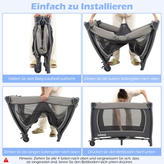 Costway Πτυσσόμενο Βρεφικό Κρεβάτι 5 σε 1 με Αλλαξιέρα & Λίκνο & Στ...