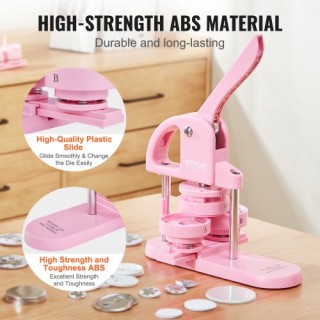 Μηχανή Κατασκευής Κουμπιών VEVOR 3-σε-1, Ροζ SLKXZJ253258RAQREV0 Μηχανή Κατασκευής Κουμπιών VEVOR 3-σε-1, Ροζ SLKXZJ253258RAQREV0