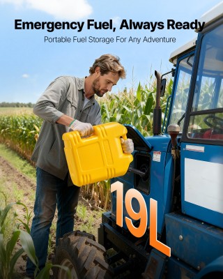 VEVOR Δοχείο Καυσίμου 19L με Στόμιο & Κλίμακα, Ροή 15L/min, Κίτρινο...