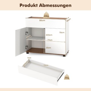 Costway Λευκός Μπουφές με Αποθηκευτικό Χώρο 70 x 35 x 80 με 1 Συρτ... Costway Λευκός Μπουφές με Αποθηκευτικό Χώρο 70 x 35 x 80 με 1 Συρτ...