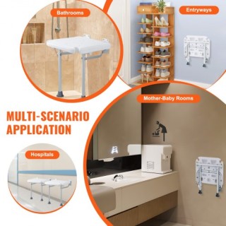 VEVOR  Πτυσσόμενο Κάθισμα Ντους 40x38cm Τοίχου 227kg  SLKPEZCTWKB16...