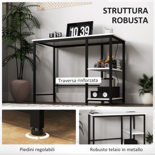 HOMCOM  Γραφείο με Ράφι 2 Επιπέδων και Πρίζες Φόρτισης, από Ξύλο κα...