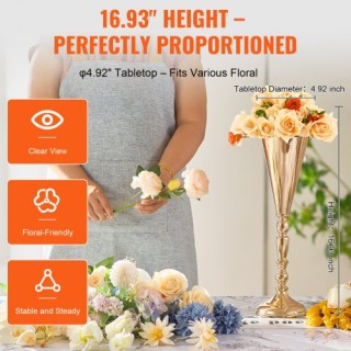 VEVOR 10 τεμ. Χρυσό Μεταλλικό Βάζο 43cm για Γάμο HLHPLBK42CM1ZLD3RV0 VEVOR 10 τεμ. Χρυσό Μεταλλικό Βάζο 43cm για Γάμο HLHPLBK42CM1ZLD3RV0