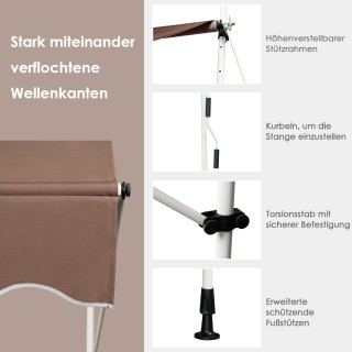 Costway Ρυθμιζόμενη Τέντα Μπαλκονιού 150 cm Χωρίς Τρυπάνι, Ανθεκτικ... Costway Ρυθμιζόμενη Τέντα Μπαλκονιού 150 cm Χωρίς Τρυπάνι, Ανθεκτικ...