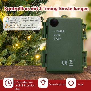 Costway Τεχνητό Χριστουγεννιάτικο Δέντρο 90cm με 50 LED & Χρονοδιακ...