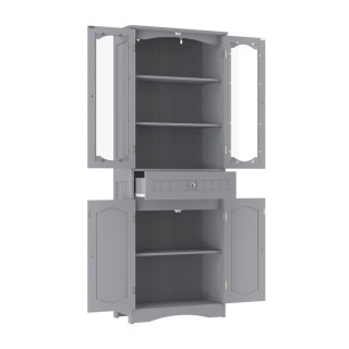 Costway Γκρι Ελεύθερη Ψηλή Ντουλάπα Μπάνιου με 4 Πόρτες & Συρτάρι J...