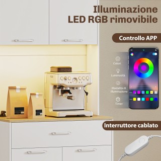 HOMCOM Μοντέρνα Κρεμάστρα με Φωτισμό LED, Ηλεκτρικές Πρίζες και USB...