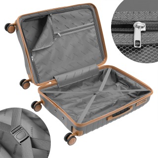 PROVITERA Σετ 4 Σκληρές Βαλίτσες Γκρι από Ανθεκτικό Πολυπροπυλένιο ...