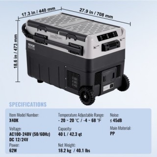 Φορητό Ψυγείο Καταψύκτης VEVOR 40L Διπλής Ζώνης για Αυτοκίνητο/Σπίτ...