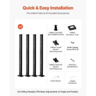 VEVOR Κολόνα Κάγκελου Οριζόντιας Οπής 36x1x2 4JZLGZXHS914UUOI6001V0