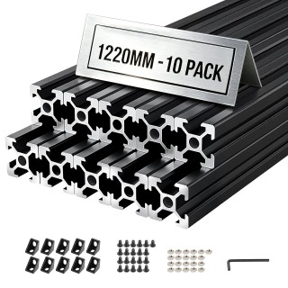 VEVOR Προφίλ Αλουμινίου 2020 T-Slot, 1220 mm, Μαύρο, 10 τεμ. TXOBLX...