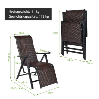 Costway Διπλωτές Καρέκλες Rattan με Ρυθμιζόμενες Πλάτες και Φαρδιά ... Costway Διπλωτές Καρέκλες Rattan με Ρυθμιζόμενες Πλάτες και Φαρδιά ...