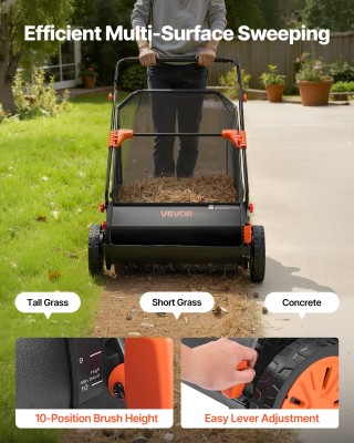 VEVOR Χειροκίνητος Σαρωτής Κήπου 66 εκ. με Σάκο Συλλογής 7 κυβ. ποδ...