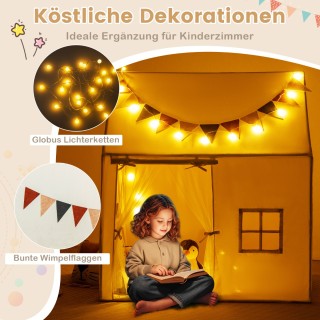 Costway Παιδική Σκηνή Παιχνιδιού σε Στυλ Καλύβας με Μαξιλάρι και Δι...