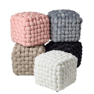 DAS HOME Διακοσμητικό Πουφ 43x43x40 σε Μπεζ απόχρωση  533743432274