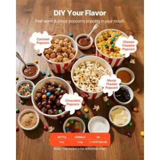 VEVOR Μηχανή Ποπκόρν Πάγκου 800W 0.2kg Καζάνι Κόκκινο TSBMHJHS8OZW7...