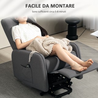 HOMCOM  Ηλεκτρική Πολυθρόνα Ανύψωσης και Ανάκλισης με Τηλεχειριστήρ...