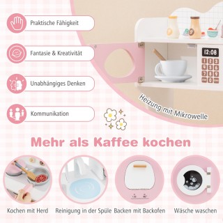 Costway Ξύλινη Παιδική Κουζίνα με Προσομοιωμένη Καφετιέρα και Πλήρε... Costway Ξύλινη Παιδική Κουζίνα με Προσομοιωμένη Καφετιέρα και Πλήρε...