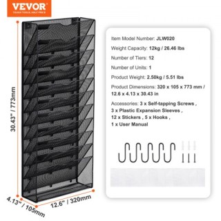 VEVOR Ράφι Τοίχου Αρχείων, Μεταλλική Θήκη Τοίχου 1 Τεμάχιο με 12 Θή... VEVOR Ράφι Τοίχου Αρχείων, Μεταλλική Θήκη Τοίχου 1 Τεμάχιο με 12 Θή...