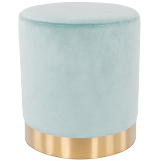 Shally Dogan  Πουφ υποπόδιο από βελούδο σε ακουαμαρίνα, ξύλινη κατα...