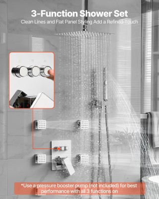 VEVOR Σετ Ντους Οροφής 254 mm με 6 Τζετ Σώματος και Πολυλειτουργικό... VEVOR Σετ Ντους Οροφής 254 mm με 6 Τζετ Σώματος και Πολυλειτουργικό...