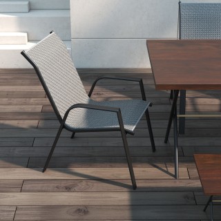 Outsunny Σετ με 4 στοιβαζόμενες καρέκλες κήπου με μπράτσα σε PE Rat...