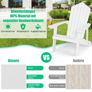 Costway Καρέκλα Κήπου Adirondack με Θήκη Ποτηριού Λευκή NP10983WH