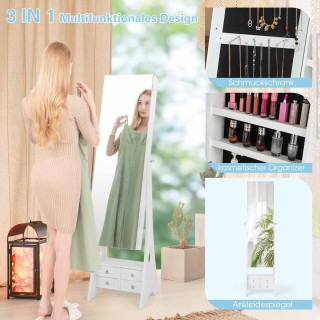 Costway  Ελεύθερη Ντουλάπα Κοσμημάτων με Καθρέφτη και LED Φωτισμό -...
