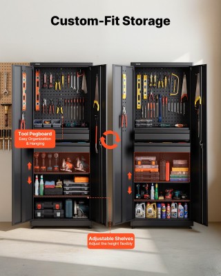 VEVOR Μεταλλική Ντουλάπα Αποθήκευσης με Ρυθμιζόμενα Ράφια, Συρτάρια...