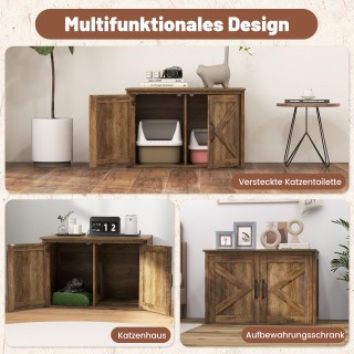 Costway Πολυχρηστικό Ντουλάπι Γάτας με Διπλό Χώρο & Ρουστίκ Πόρτες ... Costway Πολυχρηστικό Ντουλάπι Γάτας με Διπλό Χώρο & Ρουστίκ Πόρτες ...