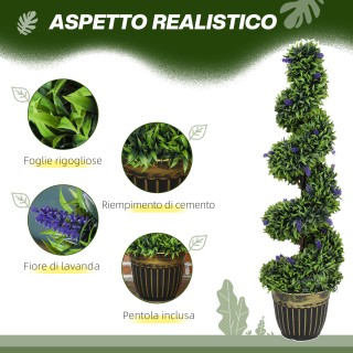 HOMCOM Σετ 2 Τεχνητά Φυτά Μπούξου σε Σπιράλ Αντι-UV με Λεβάντα 115c...