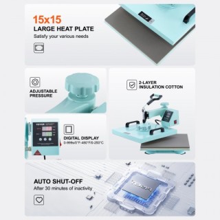 Μηχανή Θερμομεταφοράς VEVOR 15x15 8 σε 1 με Πρέσα για Κύπελλα 30oz ...