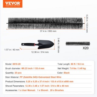 Βούρτσα Καθαρισμού Υδρορροών VEVOR, 60ft, 5.25in, 20τμχ  TGMS525INC...