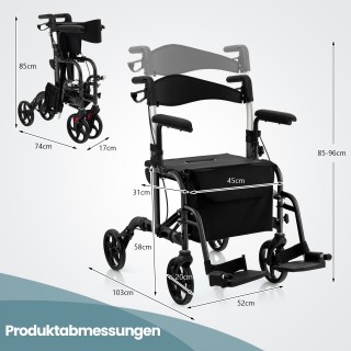 Costway Πολυλειτουργικό Αναπηρικό Καροτσάκι & Πτυσσόμενος Περιπατητ... Costway Πολυλειτουργικό Αναπηρικό Καροτσάκι & Πτυσσόμενος Περιπατητ...