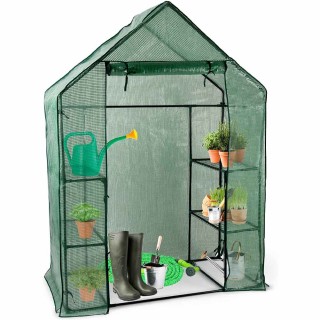 KINZO Ανθεκτικό Πράσινο PVC και Μεταλλικό Θερμοκήπιο με 6 Διαφανή Ρ...