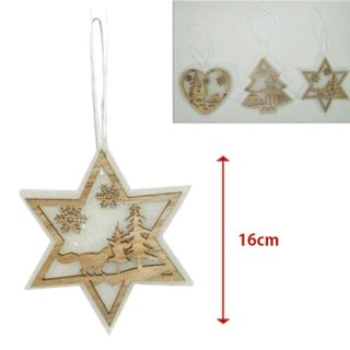 BAKAJI 3 Ξύλινα Χριστουγεννιάτικα Στολίδια σε Σχήμα Αστέρι, Δέντρο,...