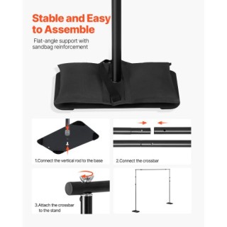 VEVOR Κιτ Βάσης Φόντου 2.6 x 3 μέτρα για Πάρτι & Φωτογραφικό Στούντ...