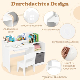 Costway Παιδικό Σετ Γραφείου και Καρέκλας με Ανοιχτά Ράφια, Συρτάρι... Costway Παιδικό Σετ Γραφείου και Καρέκλας με Ανοιχτά Ράφια, Συρτάρι...