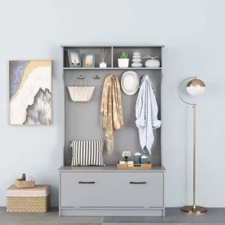 Γκρίζια Γκαρνταρόμπα με Πάγκο και 5 Διπλά Κρεμάστρες 100 x 40 x 160...