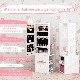 Costway Παιδική Ντουλάπα Κοσμημάτων με Καθρέφτη και Κρεμάστρα 3-σε-...