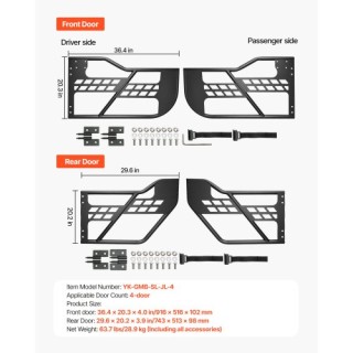 VEVOR Τετράθυρες Σωληνωτές Πόρτες για Jeep Wrangler JL 2018-2024 JP...
