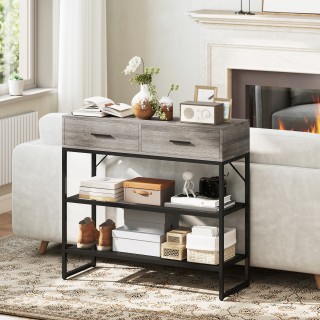 HOMCOM Κομοδίνο Εισόδου με 2 Συρτάρια, 2 Ράφια και Πλευρικό Άγκιστρ...