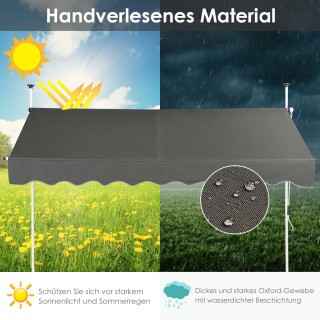 Costway Ρυθμιζόμενη Τέντα Μπαλκονιού με Μανιβέλα 250 x 120 εκ. Γκρι...